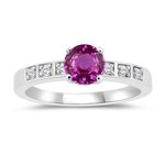 0.06 Cts Diamond & 1.29 Cts Pink Sapphire Engagement Ring in 14K White Gold