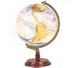 Globe Blue Political Wooden Base, On/off Switch