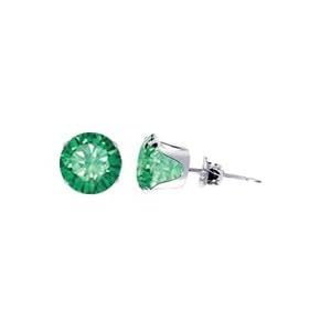 Buy 4 MM Round Emerald Cubic Zirconia .925 Sterling Silver Post Friction Back Stud Earrings
