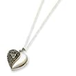 Sterling Silver Marcasite & Mother of Pearl Locket Necklace - 24 Inch