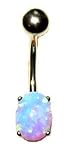 Blue Opal belly button ring in Gold