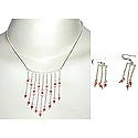 Necklace and Earing Sets in Sterling Silver with Carnelian Gemstone Beads (gnec211)