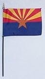 Arizona State Flag Rayon On Staff 4 in. x 6 in.