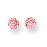 14k 4mm Pink CZ Screw-Backback Childrens Earrings