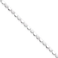 14k White Gold Satin Polished Heart Anklet - 10 Inch by JewelryWeb