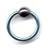 Titanium Ball Closure Ring in Green with Hematite Bead 14 gauge by 3/8
