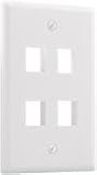 Steren Cavity Keystone Wall Plate-White - 4 Port