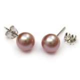 HinsonGayle AA+ Round 6.5-7.0mm Pink Pearl Stud Earrings (14kWG)