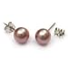 HinsonGayle Premium Round 6.5-7.0mm Pink Cultured Pearl Stud Earrings (14K White Gold)