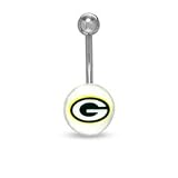 014 Gauge Green Bay Packers Belly Button Ring in Stainless Steel NON-GOLD BODY