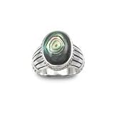 .925 Silver & Abalone Oval Ring, Sizes 6-8
