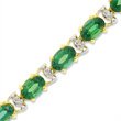 ZALES Previously Owned - Oval Lab-Created Emerald Bracelet in 10K Gold with Diamond Accents pre-owned