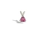 14K White Gold Genuine Trillion Pink Tourmaline Pendant