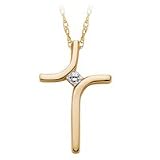 10kt. Gold, Cross Pendant with Diamond Accent