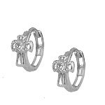 Cheap Girls Jewelry 14K White Gold Cubic Zirconia Cross Huggie Hoop Childrens Earrings For Sale