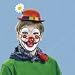 Red Felt Clown Derby Hat w/Daisy and Rainbow Band photo