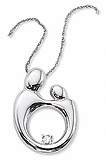 Mother and Child  Sterling Silver Oval Queen Size Pendant .05 Diamond and 18 Chain