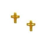 14k Yellow Childrens Petite Cross Friction-Back Earrings