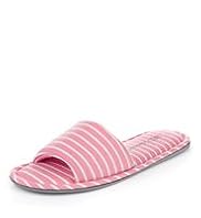 Open Toe Striped Mule Slippers