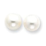 14k 11-12mm White Button Cultured Pearl Stud Earrings - X110BW
