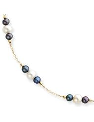 14k Black and White Pearl Necklace - XF134-16"