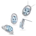 0.71 Cts Diamond and 2.44 Cts Aquamarine Set in 14K White Gold by Mysolitaire