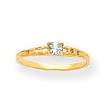 14k 3mm Aquamarine Birthstone Childrens Ring - Size 3