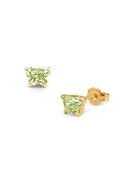 Children 14K Yellow Gold Peridot C.Z. Butterfly Stud Earrings