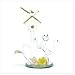 GLASS CAT AND BIRDHOUSE BIRD HOUSE TABLE TOP FIGURINE