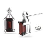 0.01 Cts Diamond & 2.22 Cts Garnet Earrings in 14K White Gold