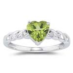 0.03 Ct Diamond & 1.30 Cts Peridot Ring in 14K White Gold