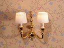 Clare Bell Brass Dollhouse Miniature Colonial Sconces White Shades