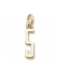 Rembrandt Charms, Number 5 Charm in Solid Sterling Silver or Gold