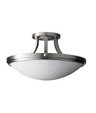 Home Solutions SF283BS Perry 2 Light Semi Flush Mount in Brushed Steel with White Opal Etched glass