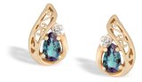 Review   / 14K White Gold Pear Created Alexandrite and Diamond Filligree Earrings