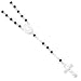 Sterling Silver Onyx Rosary Necklace - 17 Inch