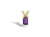 14K Yellow Gold Genuine Emerald-cut Amethyst Pendant