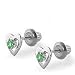 Kids 14K White Gold May Birthstone Emerald Heart Earrings For Girls