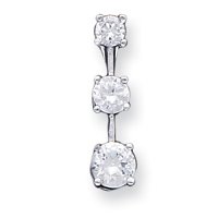Sterling Silver 3-Stone CZ Pendant - JewelryWeb