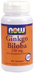 NOW Ginkgo Biloba 120 mg, 24% Standardized Extract, Double Strength, 100 VCaps