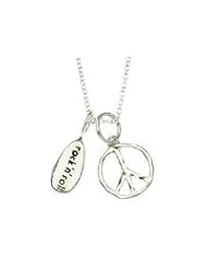 Children Sterling Silver Peace, Rock & Roll Charms on 14" Cable Chain