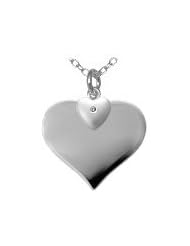 Silver Diamond Double Heart Pendants Childrens Necklace (14 to 16 in)