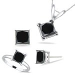 11XBxYP a%2BL. SL160  1.50 Cts Black Diamond Jewelry Set in 18K White Gold