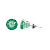 Buy 3 MM Round Emerald Cubic Zirconia .925 Sterling Silver Post Friction Back Stud Earrings by Gem Avenue