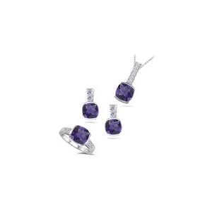 0.25 Ct Diamonds and 4.50 Cts Amethyst Set in 14K White Gold by