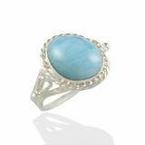 Oval Rope Larimar Ring