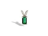 14K White Gold Emerald-cut Created Emerald Pendant