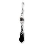 Sterling Silver Onyx & Cultured Pearl Marcasite Dangle Earrings
