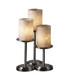Justice Design CLD-8797-10-NCKL, Clouds Dakota 3 Way Glass Torchiere Table Lamp, 3LT, 180w, Nickel