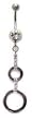 Stainless Steel Belly Ring with Clear CZ - Dangle